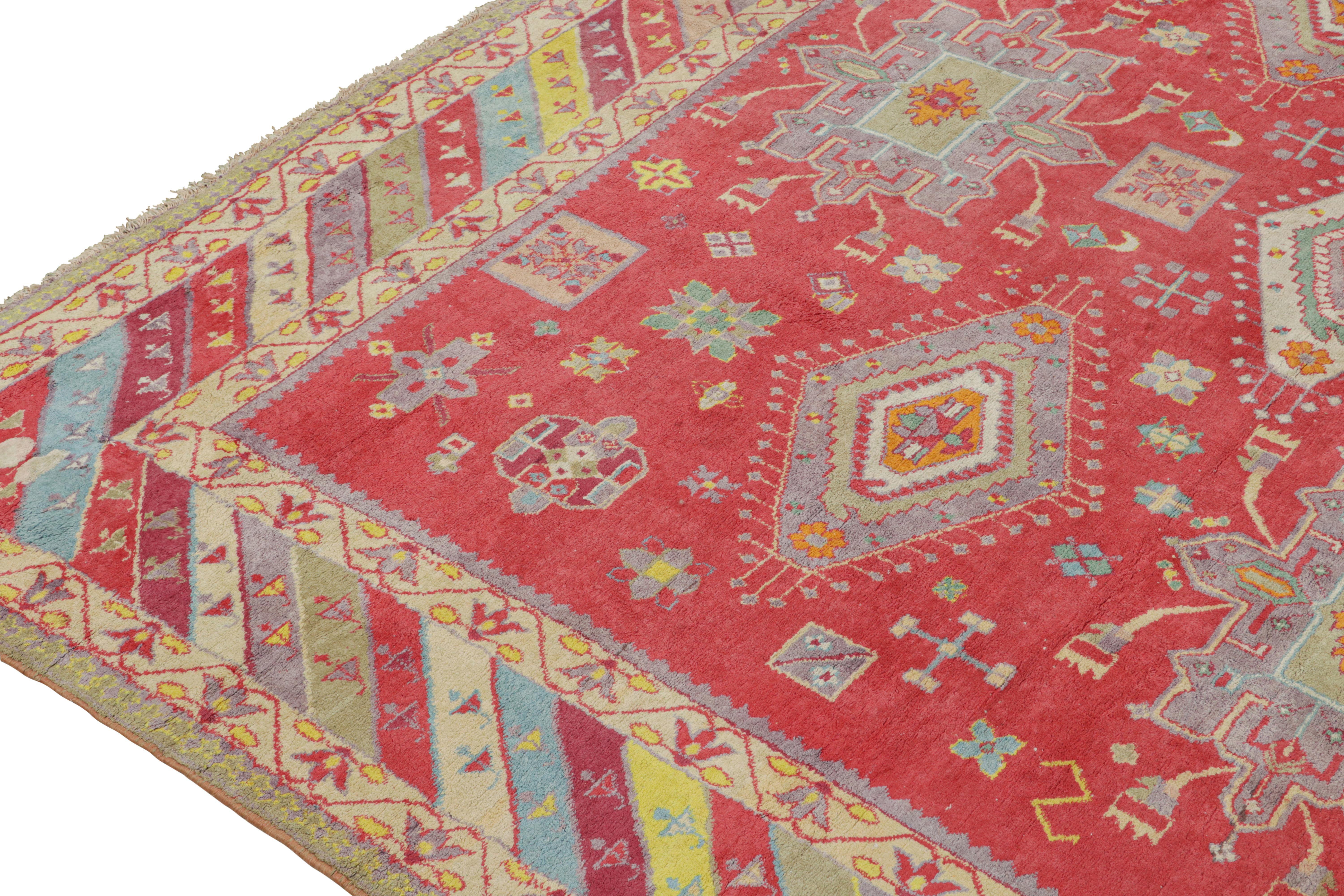 Antique Agra Rug in Red with Colorful Geometric Patterns, from Rug & Kilim In Good Condition For Sale In Long Island City, NY