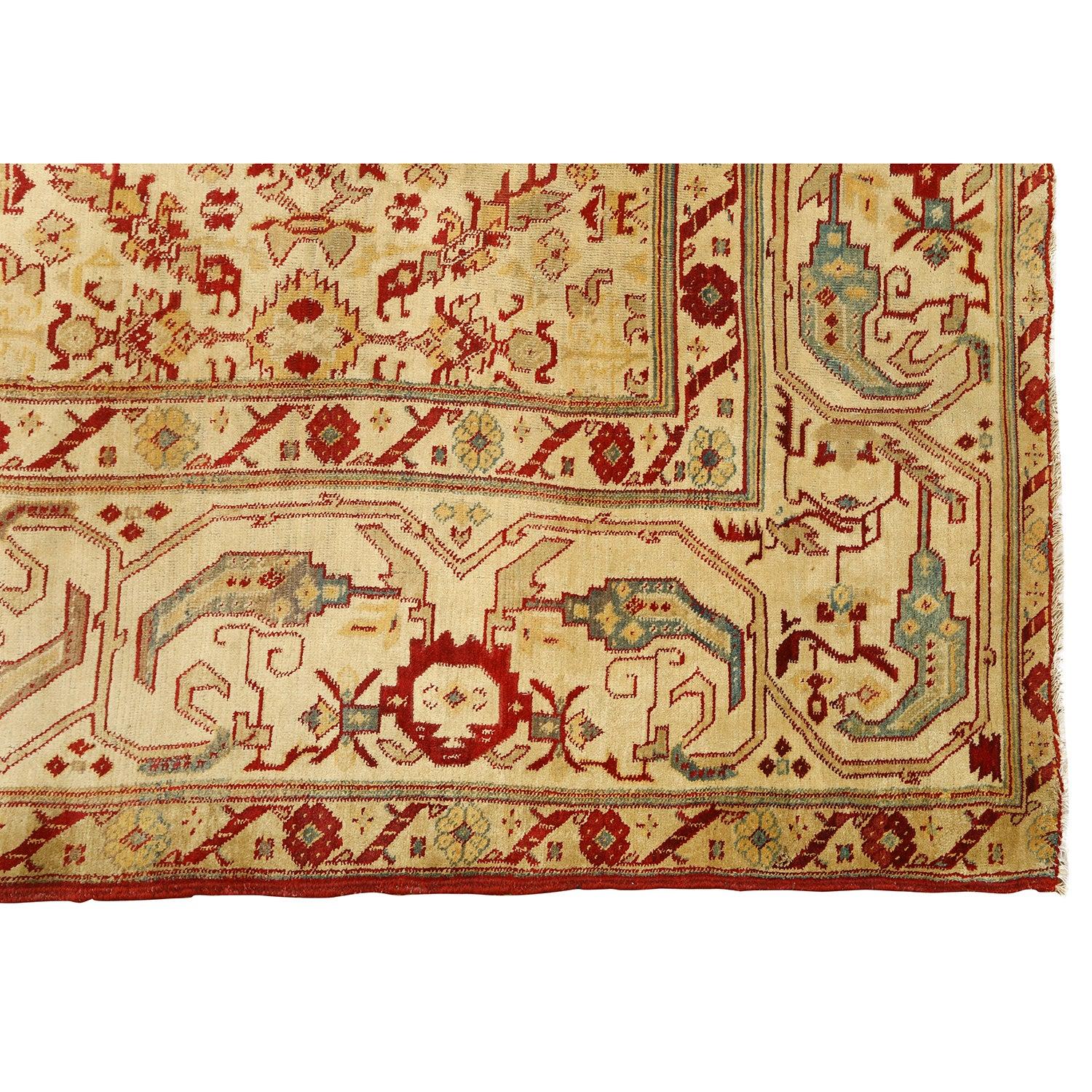 Hand-Knotted Antique Agra Rug - Size: 10'9 X 8'10 For Sale