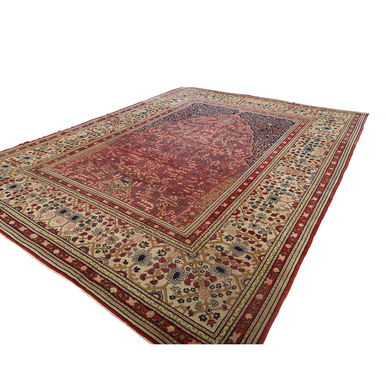 Noué à la main Tapis Agra ancien - Taille : 13'11 X 10'10 en vente