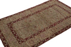 Antique Agra rug with Geometric Patterns in Brown and Red, from Rug & Kilim