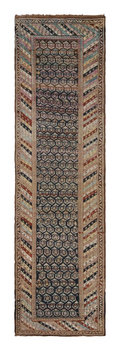 Antique Agra Runner Gold Brown Geometric Fragment Rug by Rug & Kilim