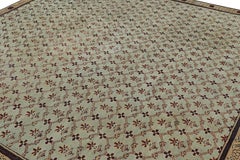 Antique Agra Square Rug in Blue and Green with Floral Patterns  Rug & Kilim