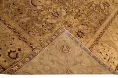Antique Agra Tan Handmade Medallion Motif Wool Rug