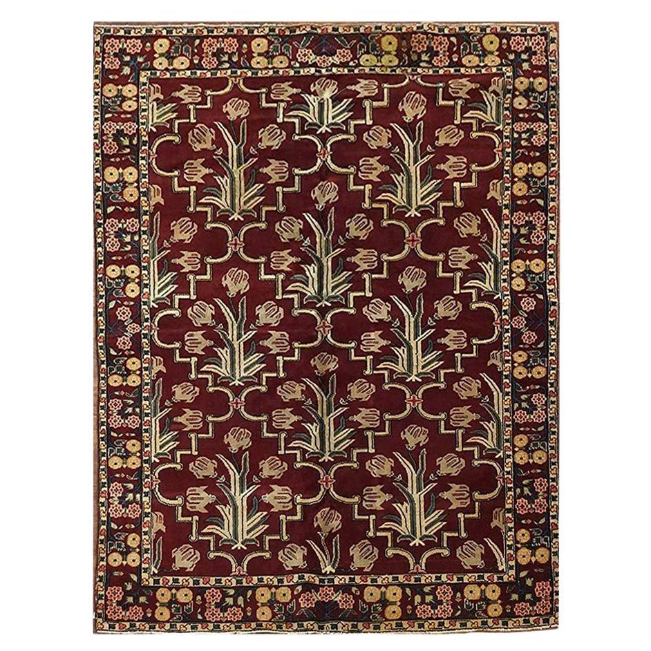 Antique Agra with Floral Border, circa 1900 For Sale