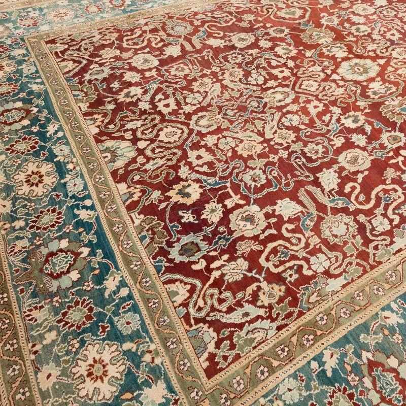 Hand-Knotted Antique Agra Wool rug. Circa 1900. 4.30 x 3.60 m For Sale