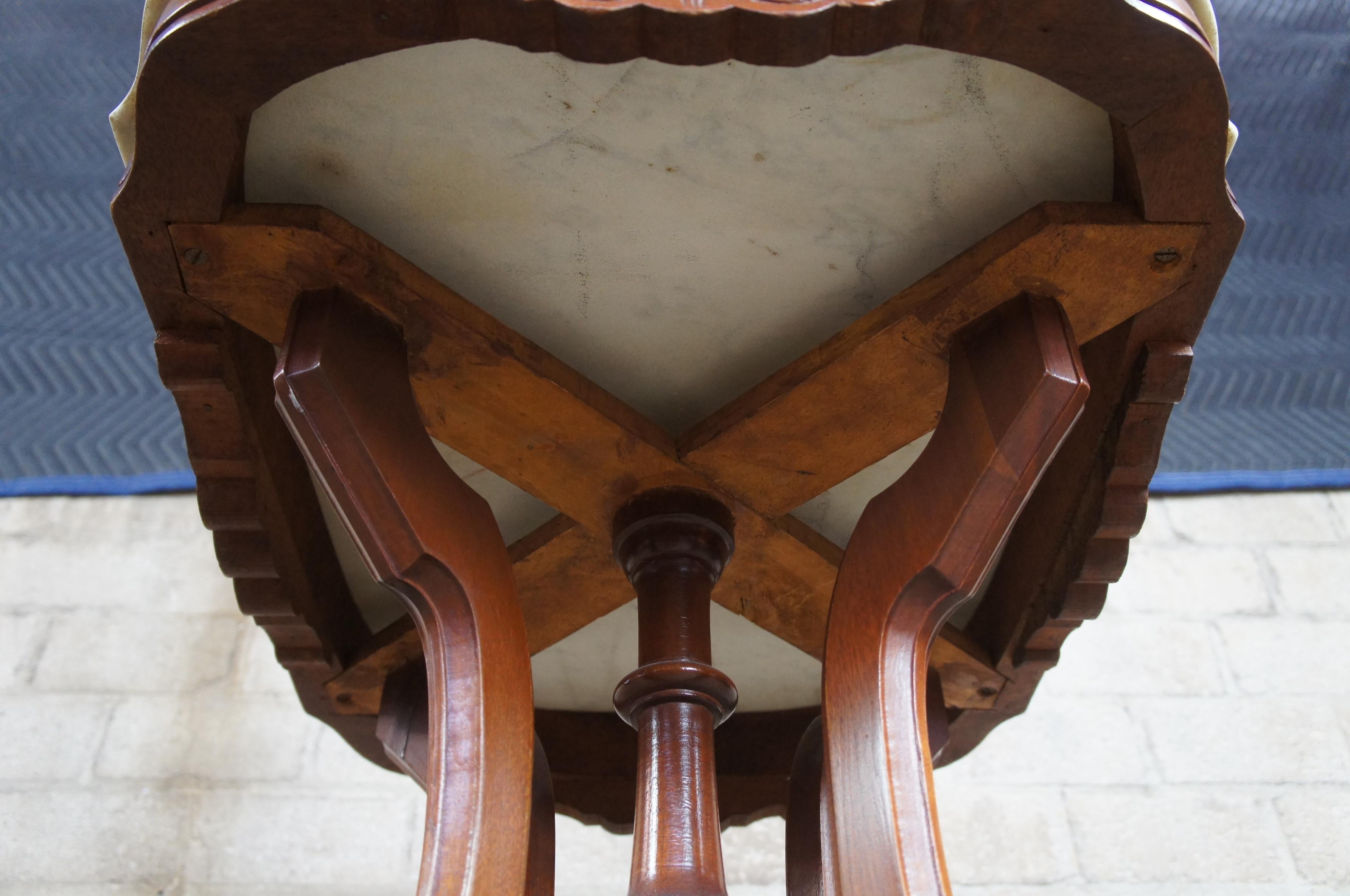 Antique A.H. Heilman Eastlake Victorian Walnut Burl Marble Top Parlor Side Table 8