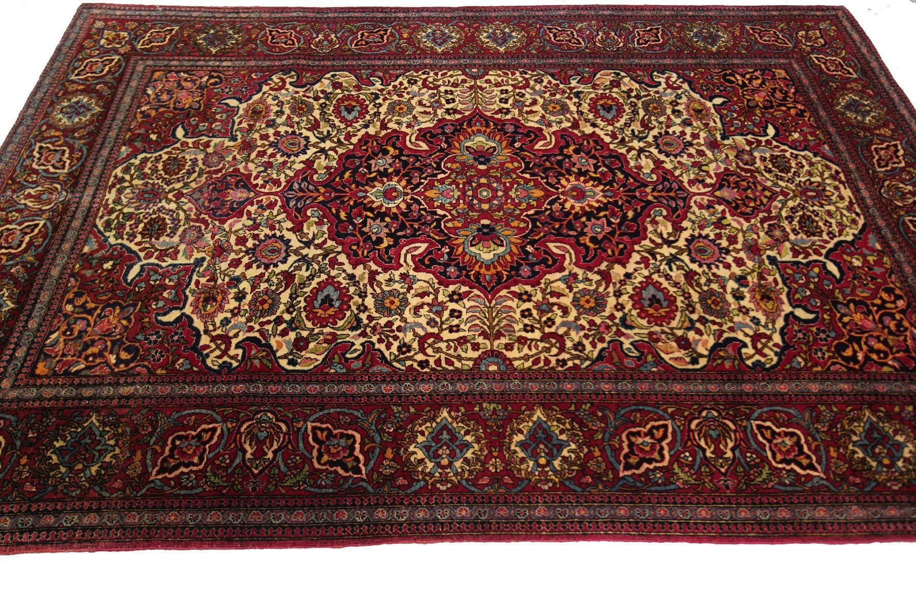 Außergewöhnliche Antike Teheran Teppich Persisch Esfahan Fein Kork Wolle

Elfenbein 

4'7