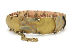 Antique AJ Hedges & Co. Ruby, Sapphire, and Diamond Panel Bracelet