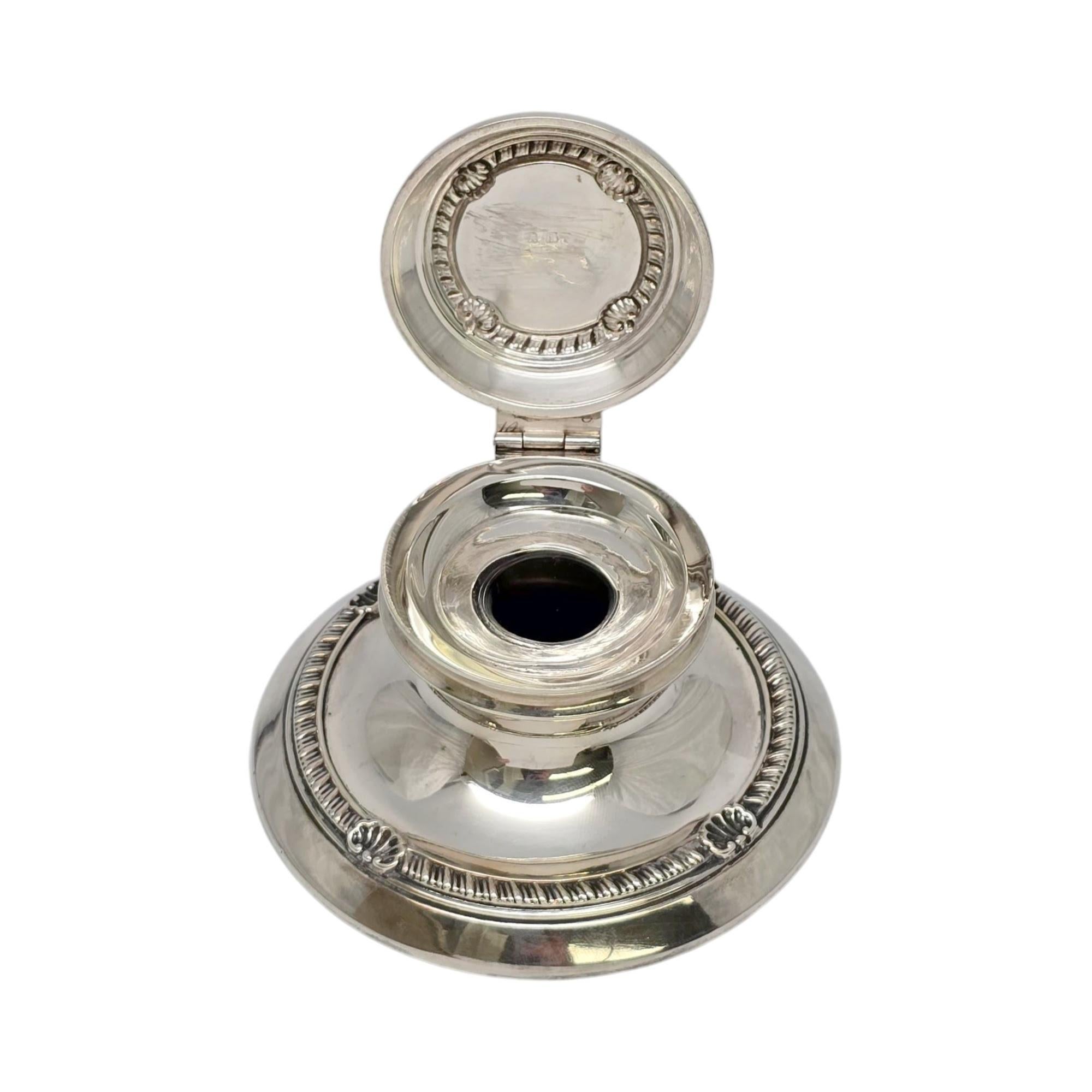 Encrier en argent sterling ancien A&J Zimmerman Ltd Birmingham, Angleterre n° 21687 en vente 1