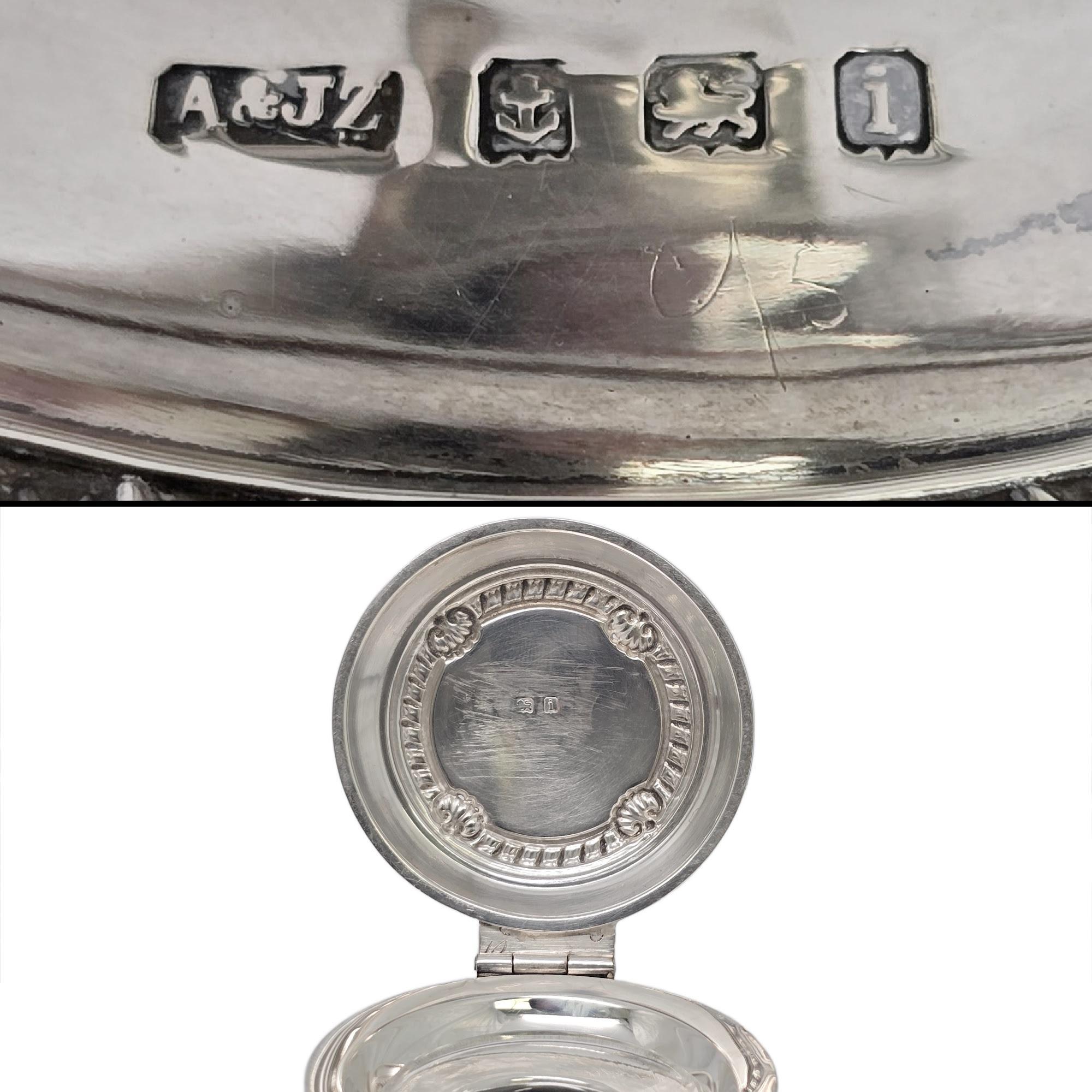 Encrier en argent sterling ancien A&J Zimmerman Ltd Birmingham, Angleterre n° 21687 en vente 5