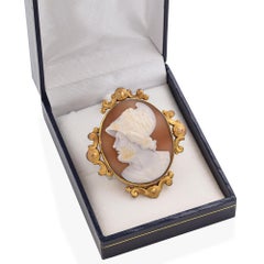 Antique Ajax the Greek Warrior Shell Cameo Brooch