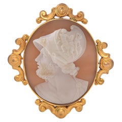 Antiguo Broche Camafeo de Concha de Áyax el Guerrero Griego
