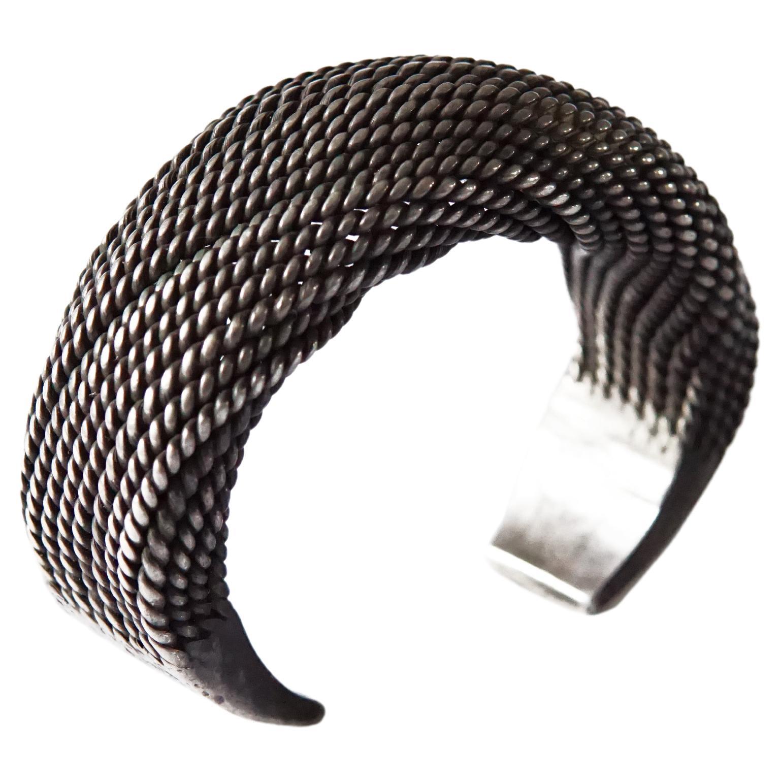 Antike antike Akha Hill Tribe Silber Manschettenarmband, Goldenes Dreiecks