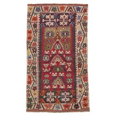 Antique Aksaray Kilim Rug Wool Old Central Anatolian Handwoven Turkish Carpet