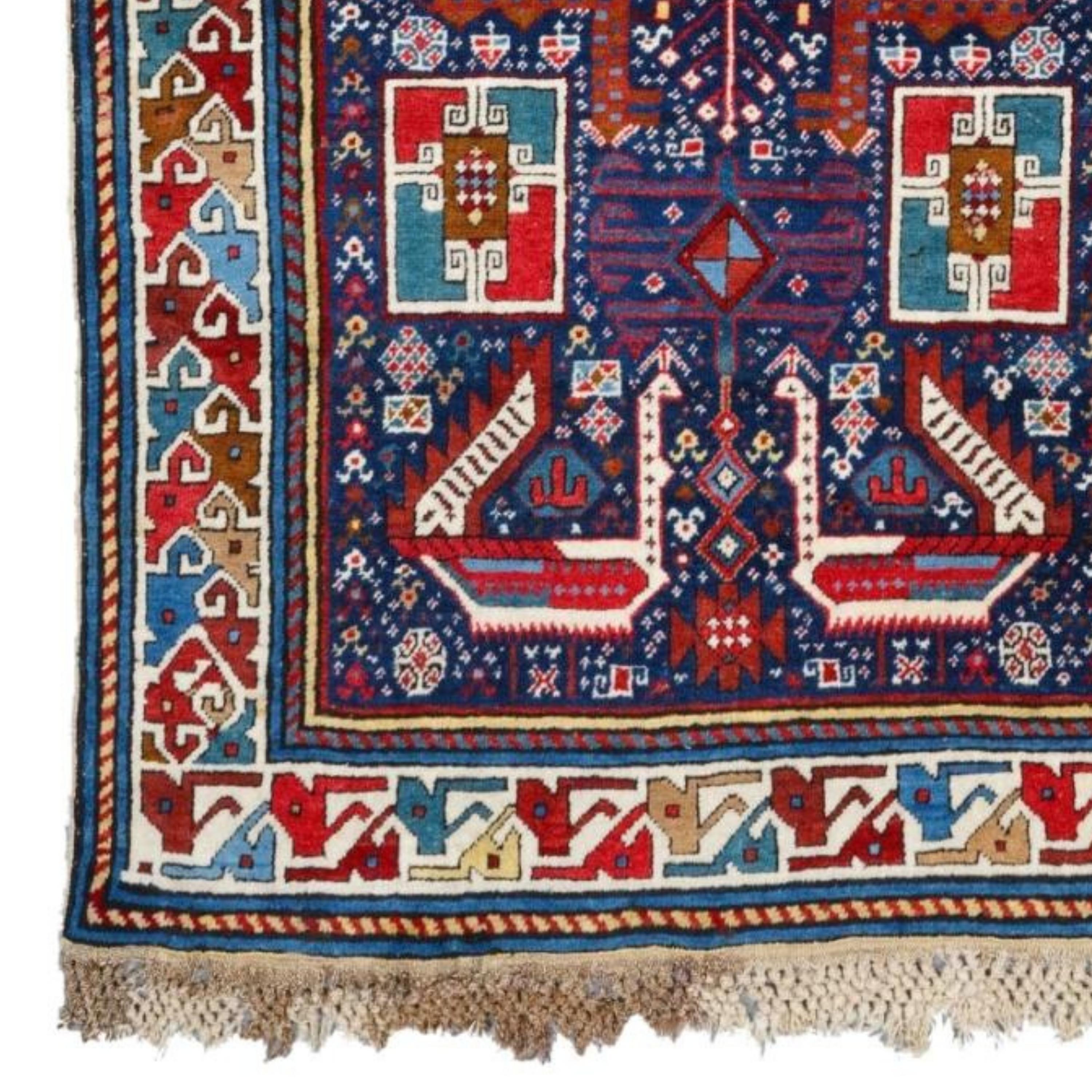 Antique Akstafa Rug - Middle of 19th Century Caucasian Akstafa Rug Size 105 x 270 cm (3,44 - 8,85 ft)

Antique Caucasian Akstafa long rug with three star medallions and birds.
Circa 1880.
This is a good example of a well known group of long rugs