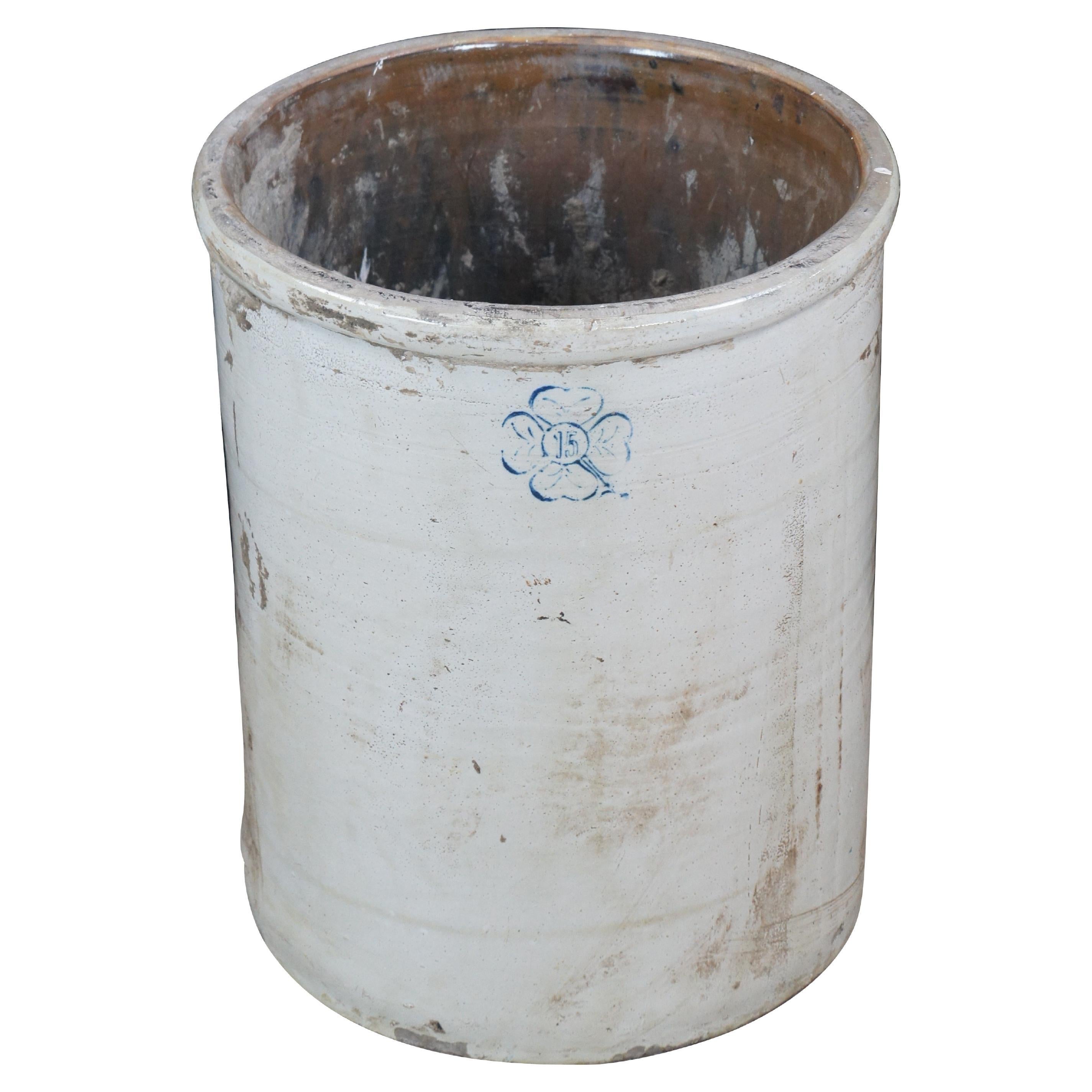 Antique Alabama Miller Pottery 15 Gallon Salt Glaze Stoneware Crock Butter Churn en vente