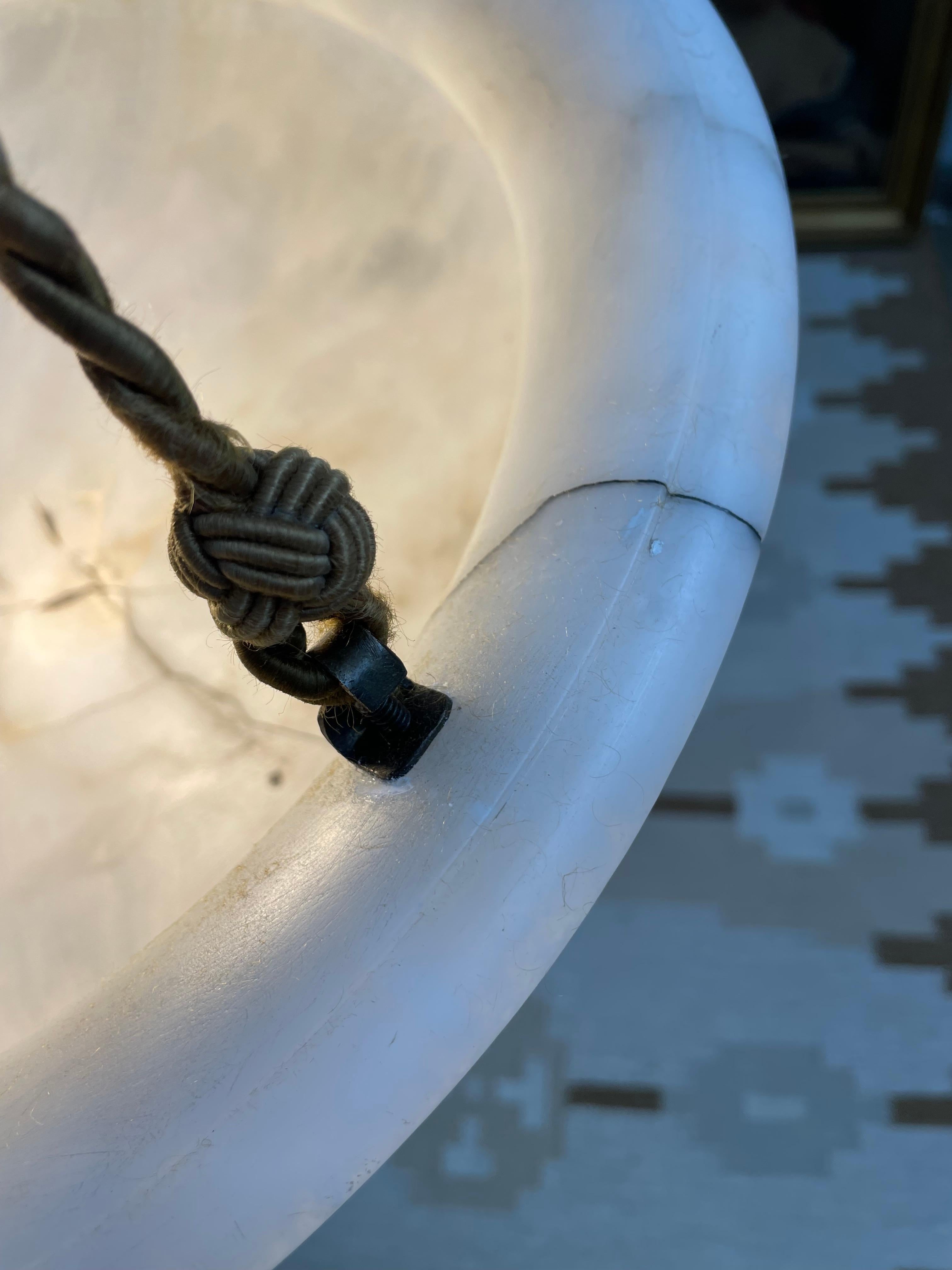 Araña Plafonnier Art Decó de Alabastro Antiguo en venta 1