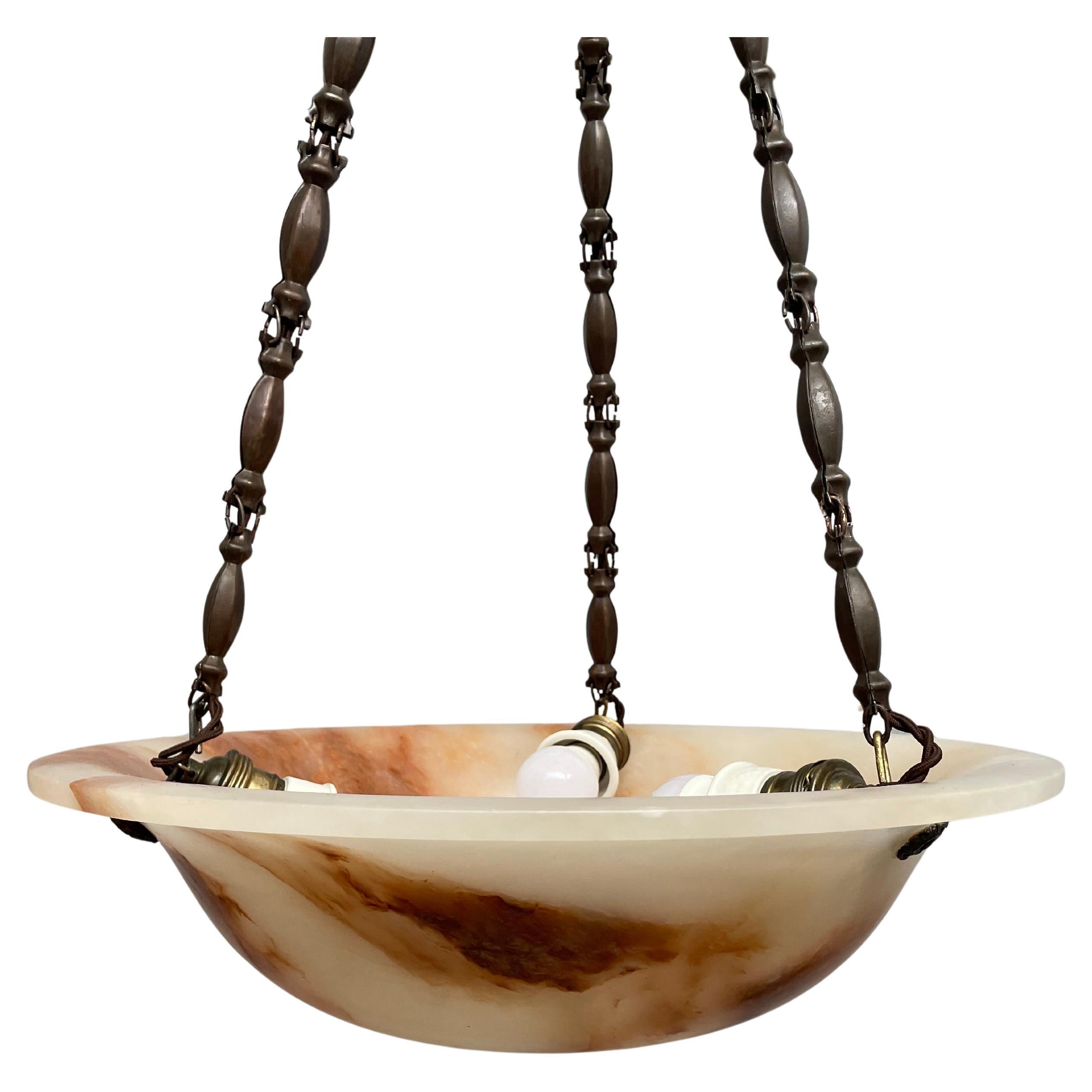 Antiker Alabaster Art Deco Plafonnier Kronleuchter