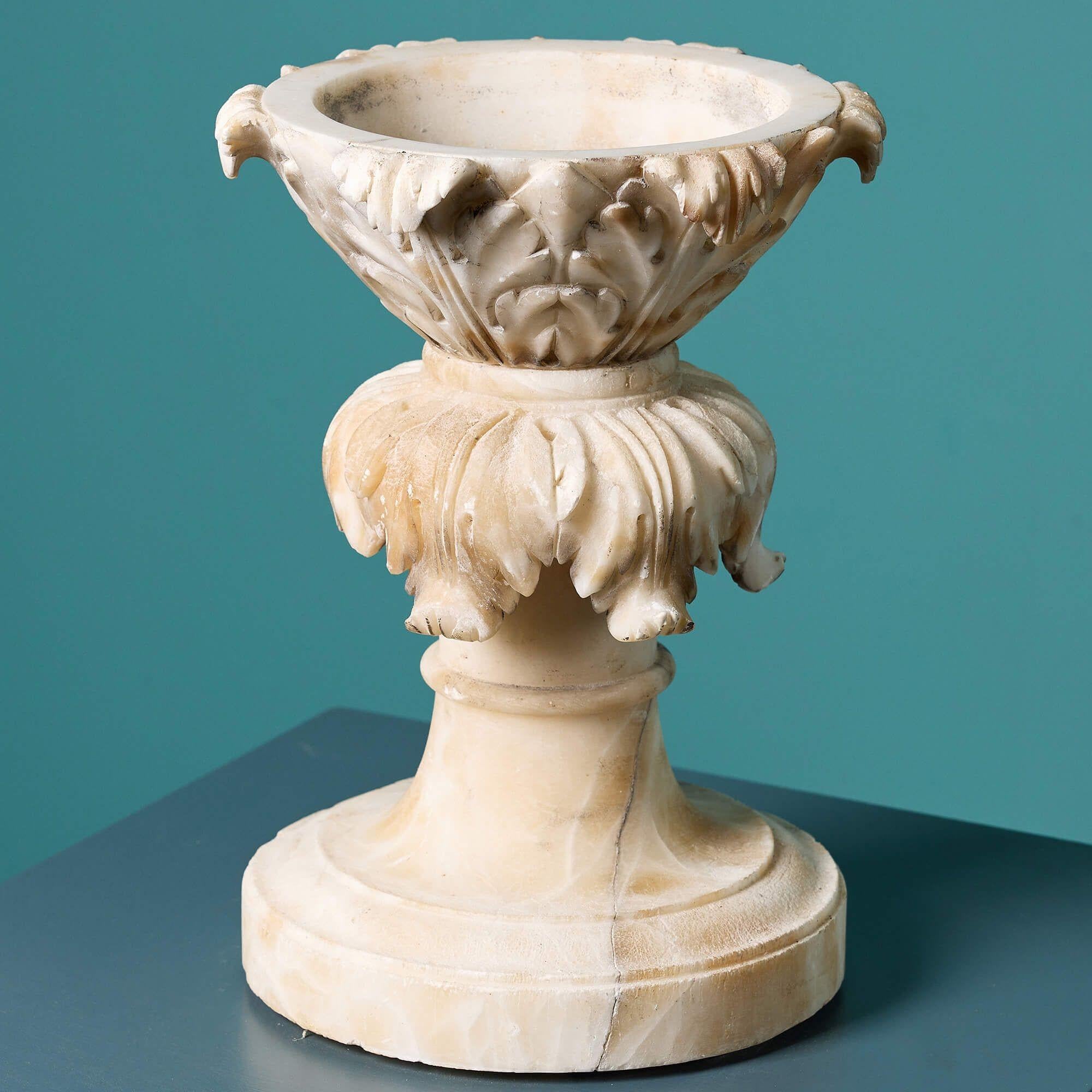 Victorian Antique Alabaster Bowl on Stand For Sale