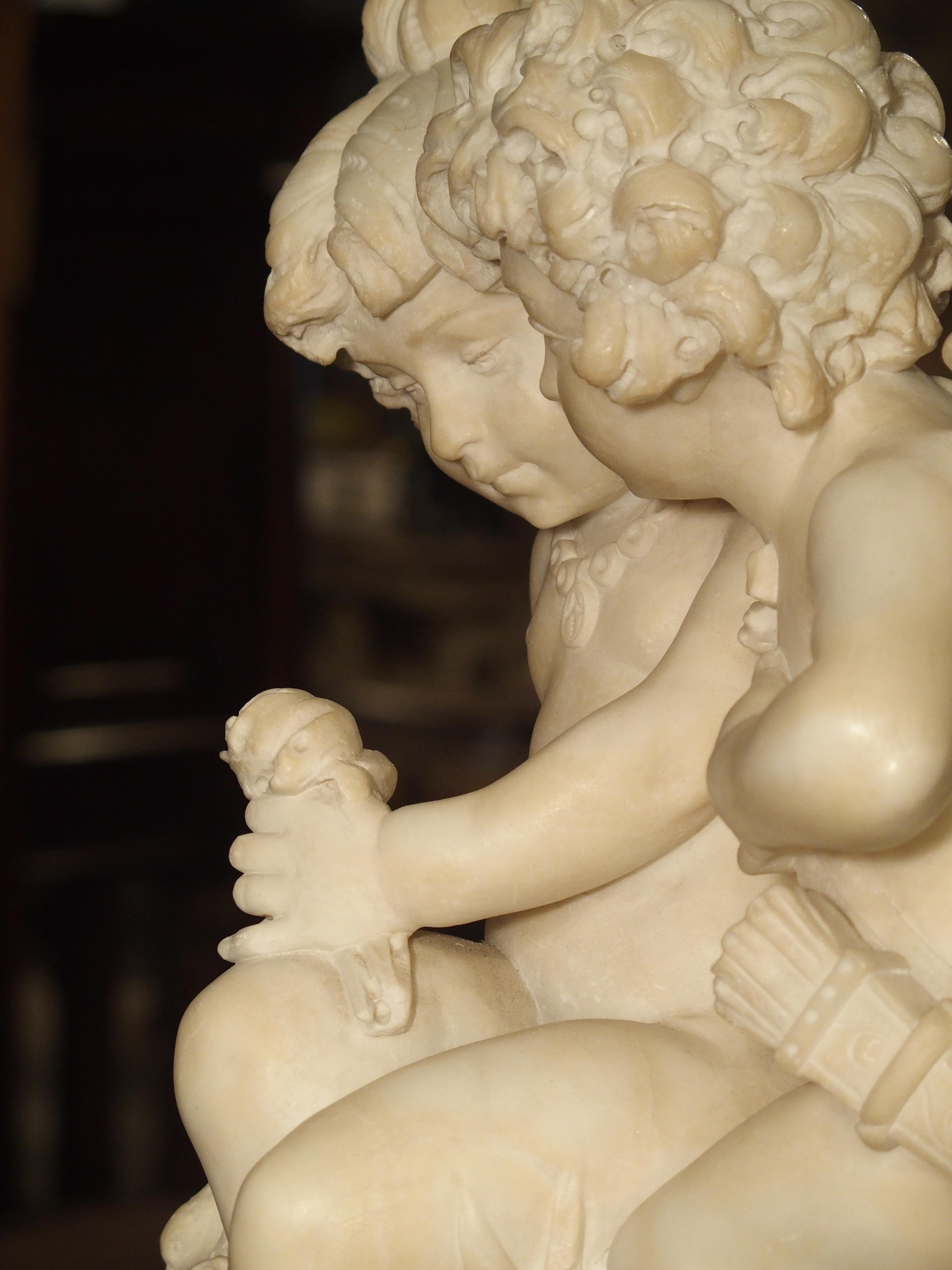 Antique Alabaster Carving of Eros and Psyche on Giltwood Base, circa 1870 10
