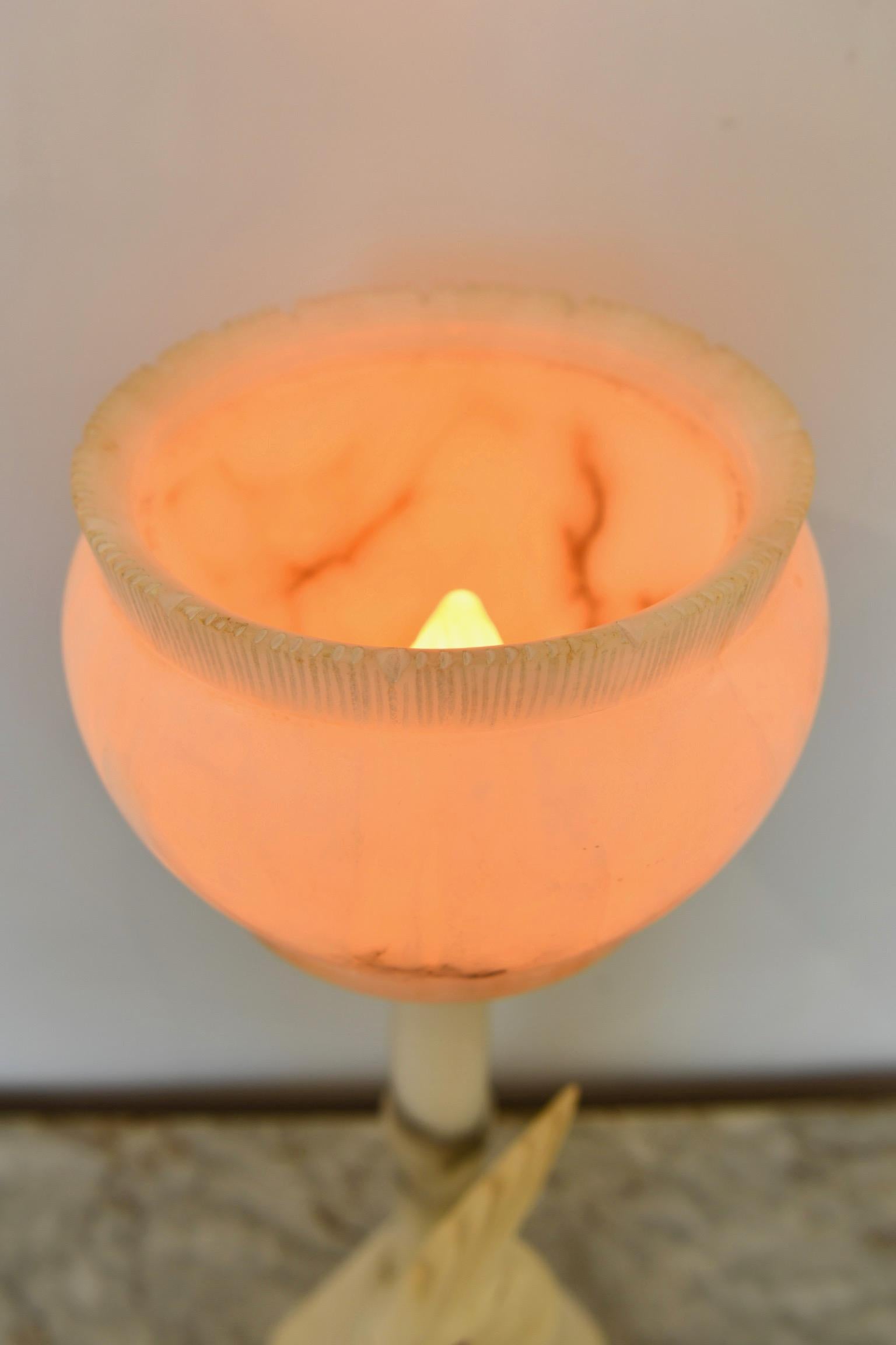 Antique Alabaster Cockatoo Lamp For Sale 8