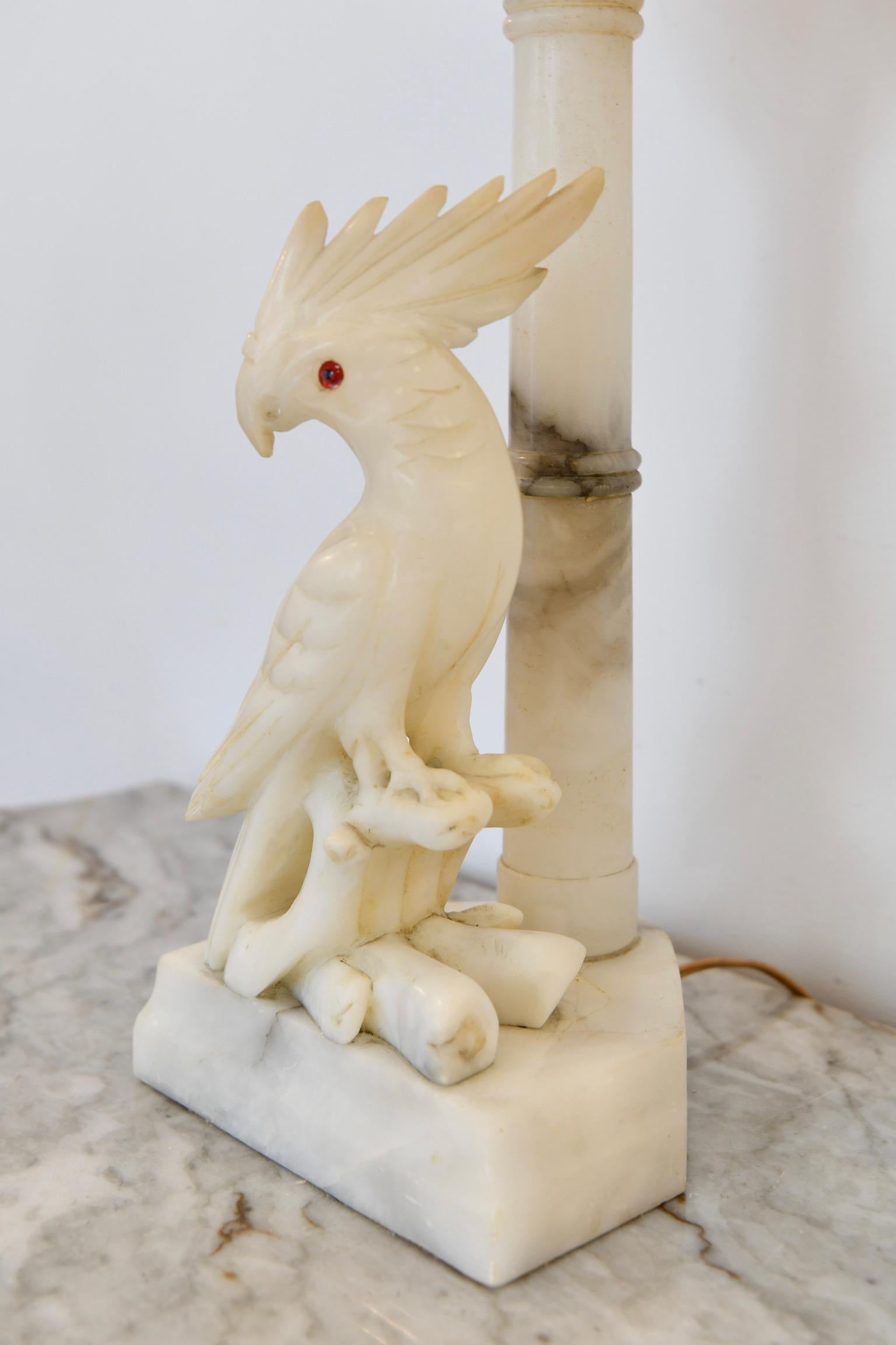 Antique Alabaster Cockatoo Lamp For Sale 4