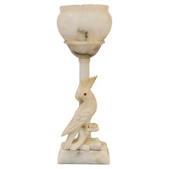 Antike Alabaster-Kuckatoo-Lampe