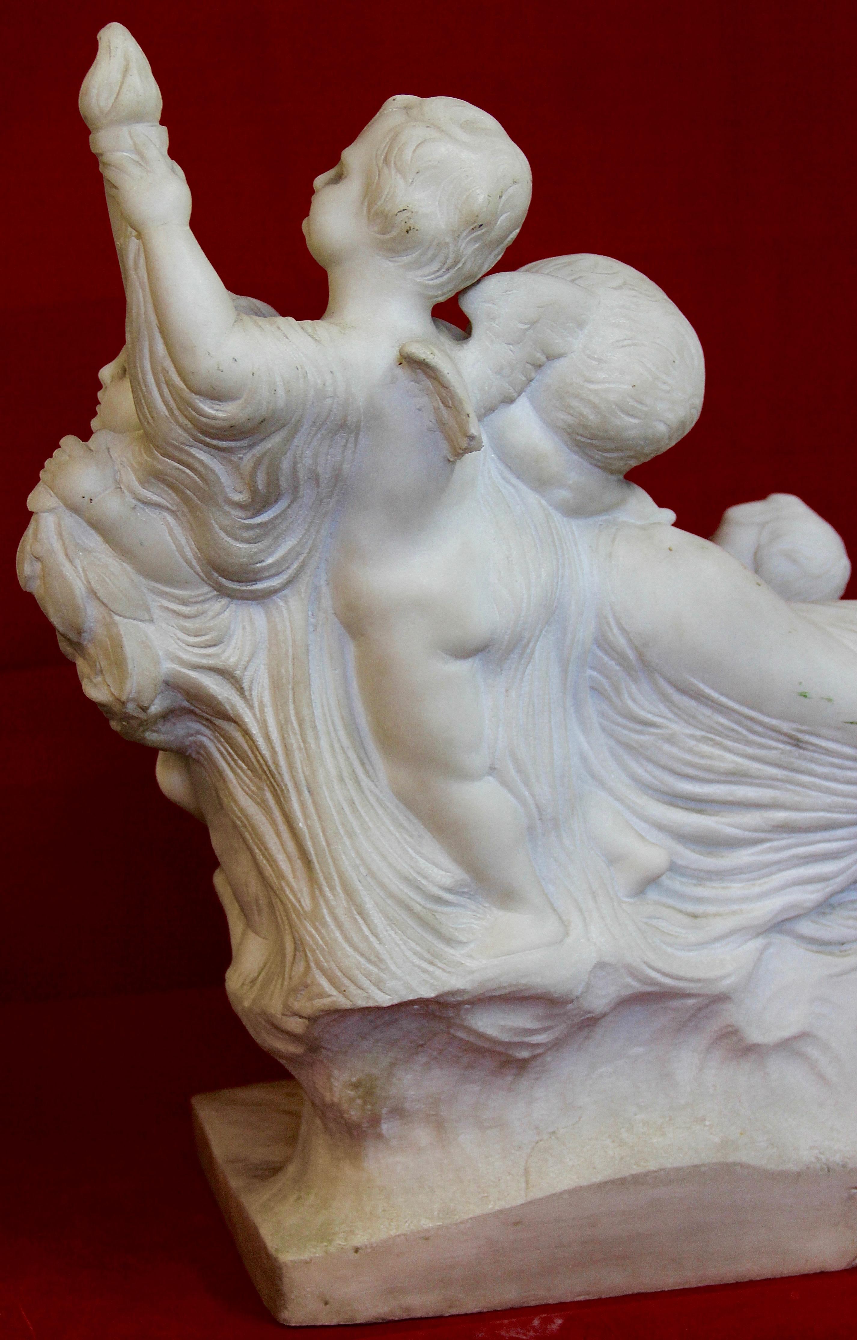 Antique Alabaster Figurine Group, Mythological Scene, 19th Century, Monogrammed For Sale 8