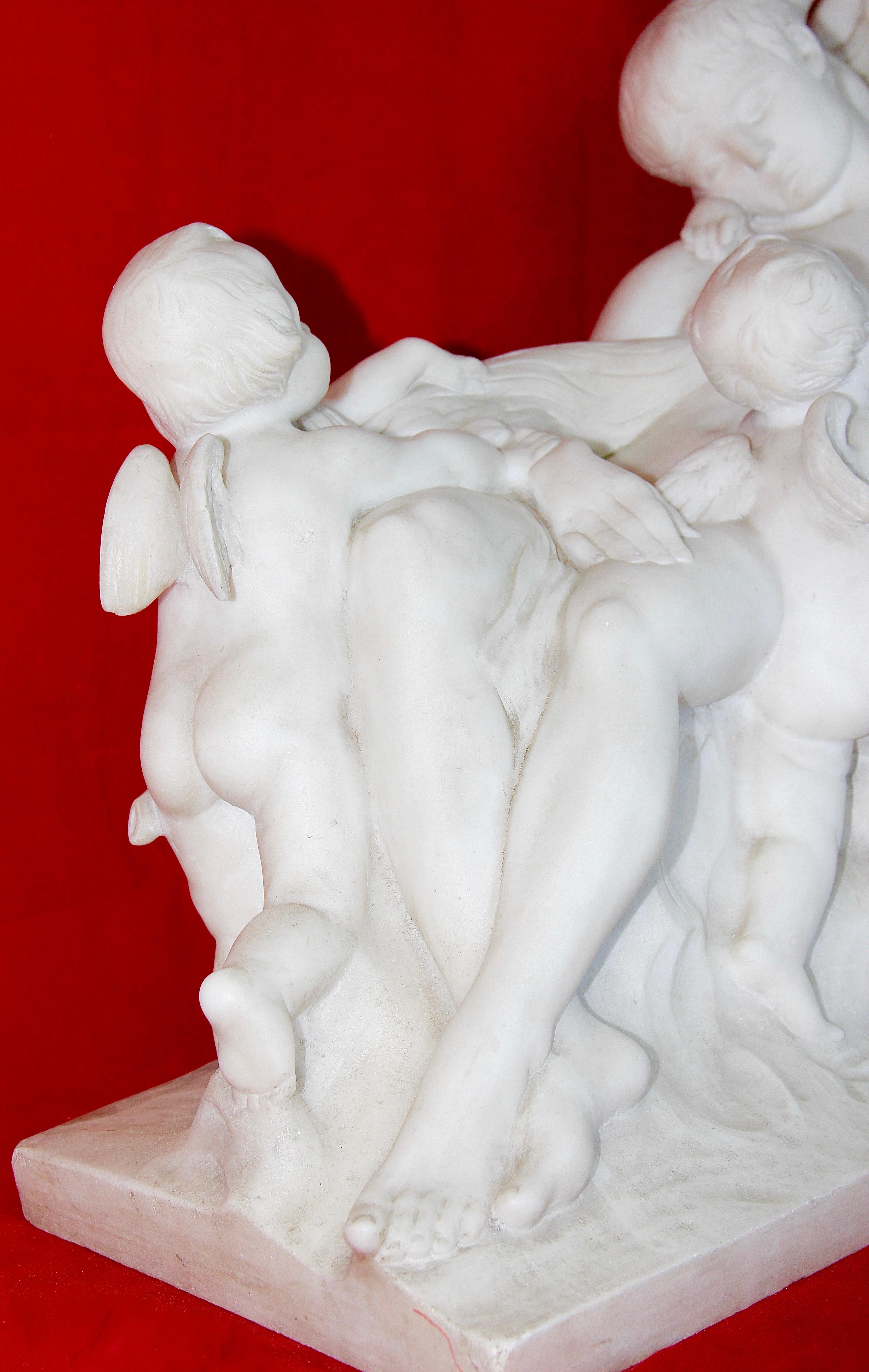 Antique Alabaster Figurine Group, Mythological Scene, 19th Century, Monogrammed For Sale 2