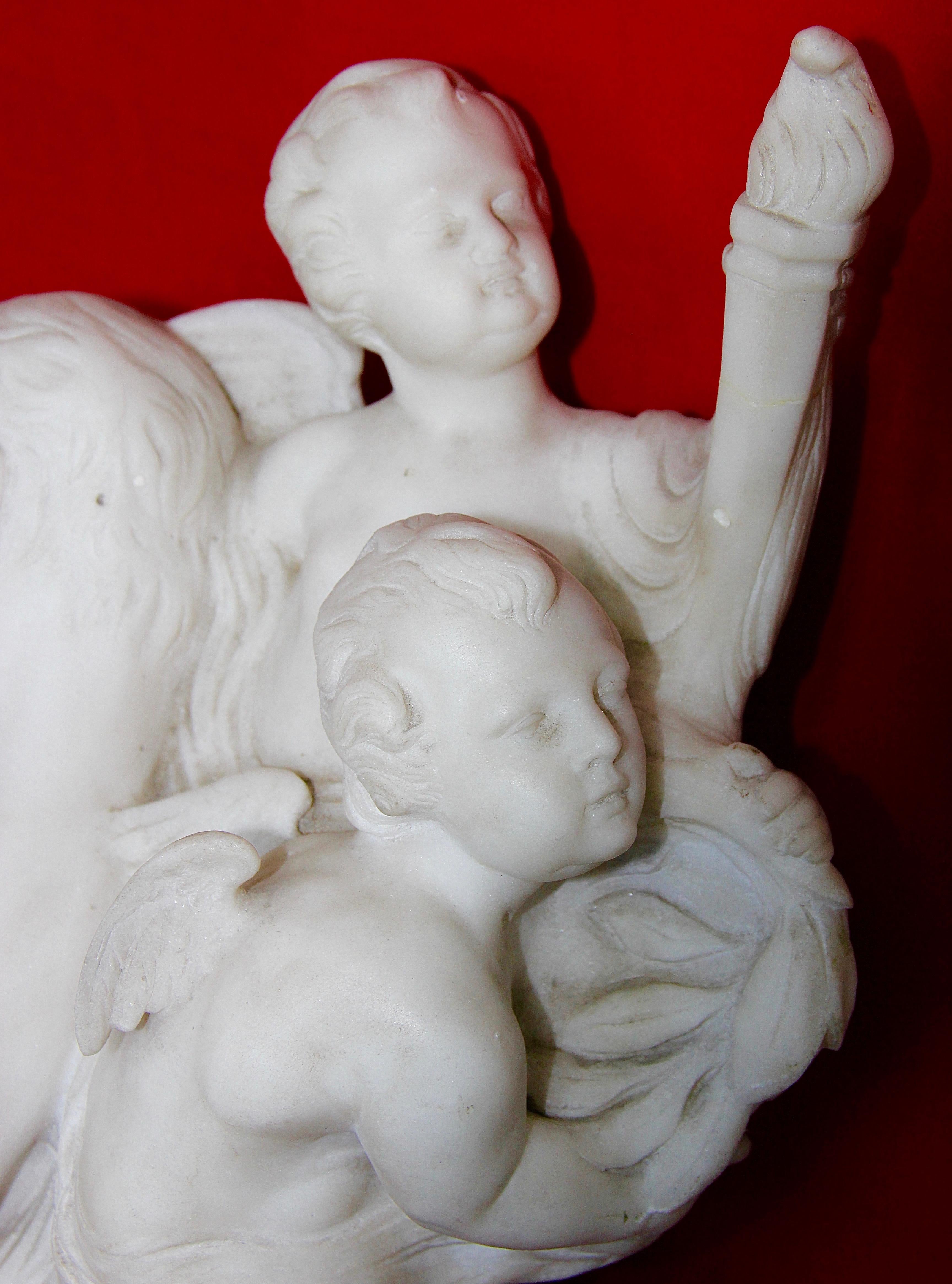 Antique Alabaster Figurine Group, Mythological Scene, 19th Century, Monogrammed For Sale 4