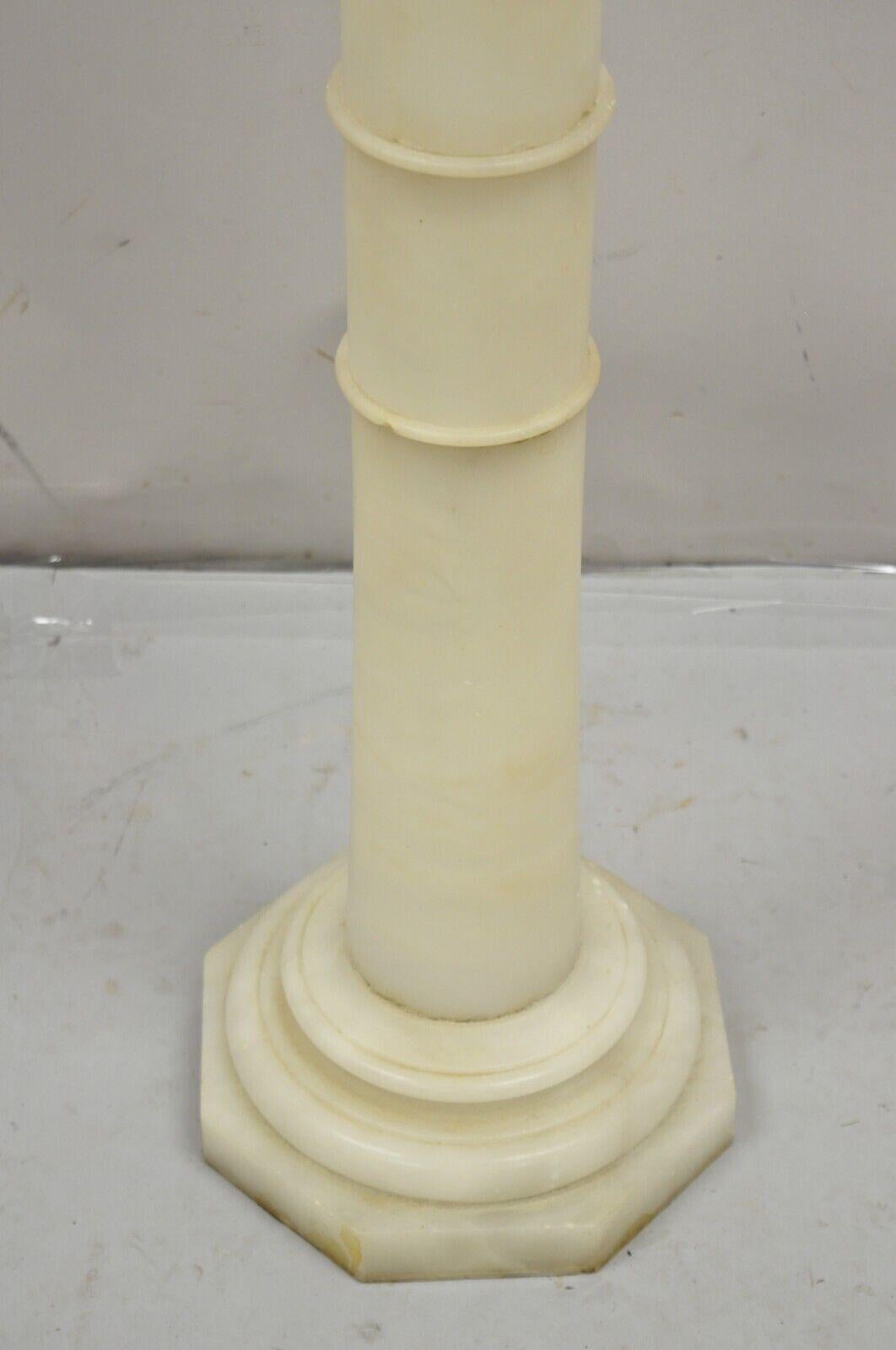 Antique Alabaster Marble Empire Style Carved Column Pedestal Plant Stand 1