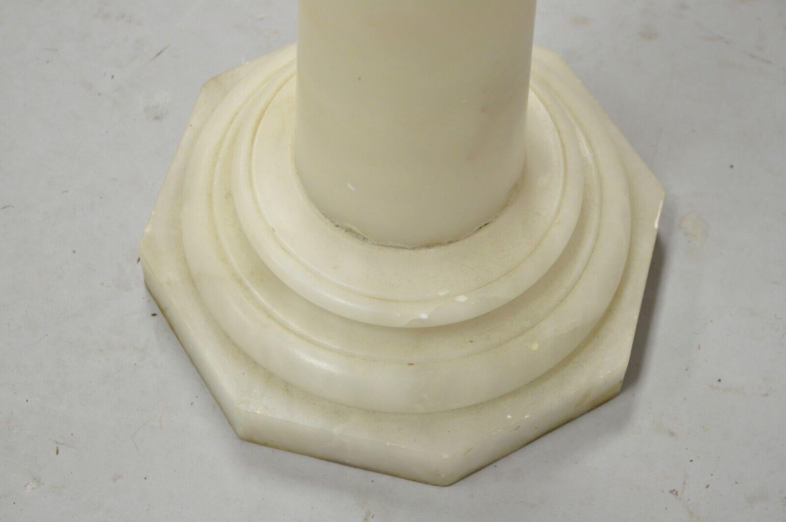 Antique Alabaster Marble Empire Style Carved Column Pedestal Plant Stand For Sale 5