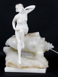 Antique Alabaster & Marble Figural Table Lamp Ernst Seger, 1920s