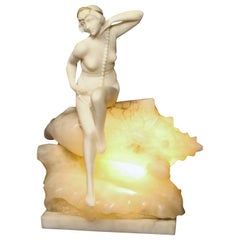 Antique Alabaster & Marble Figural Table Lamp Ernst Seger, 1920s