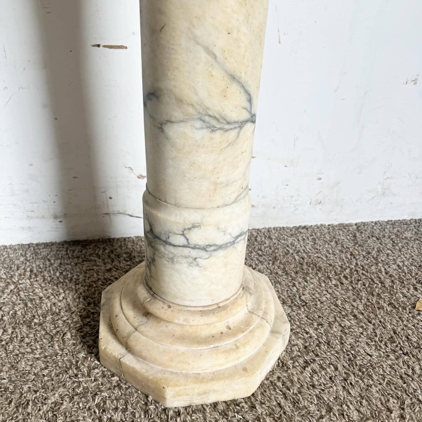 20th Century Antique Alabaster Marble Stone Pedestal