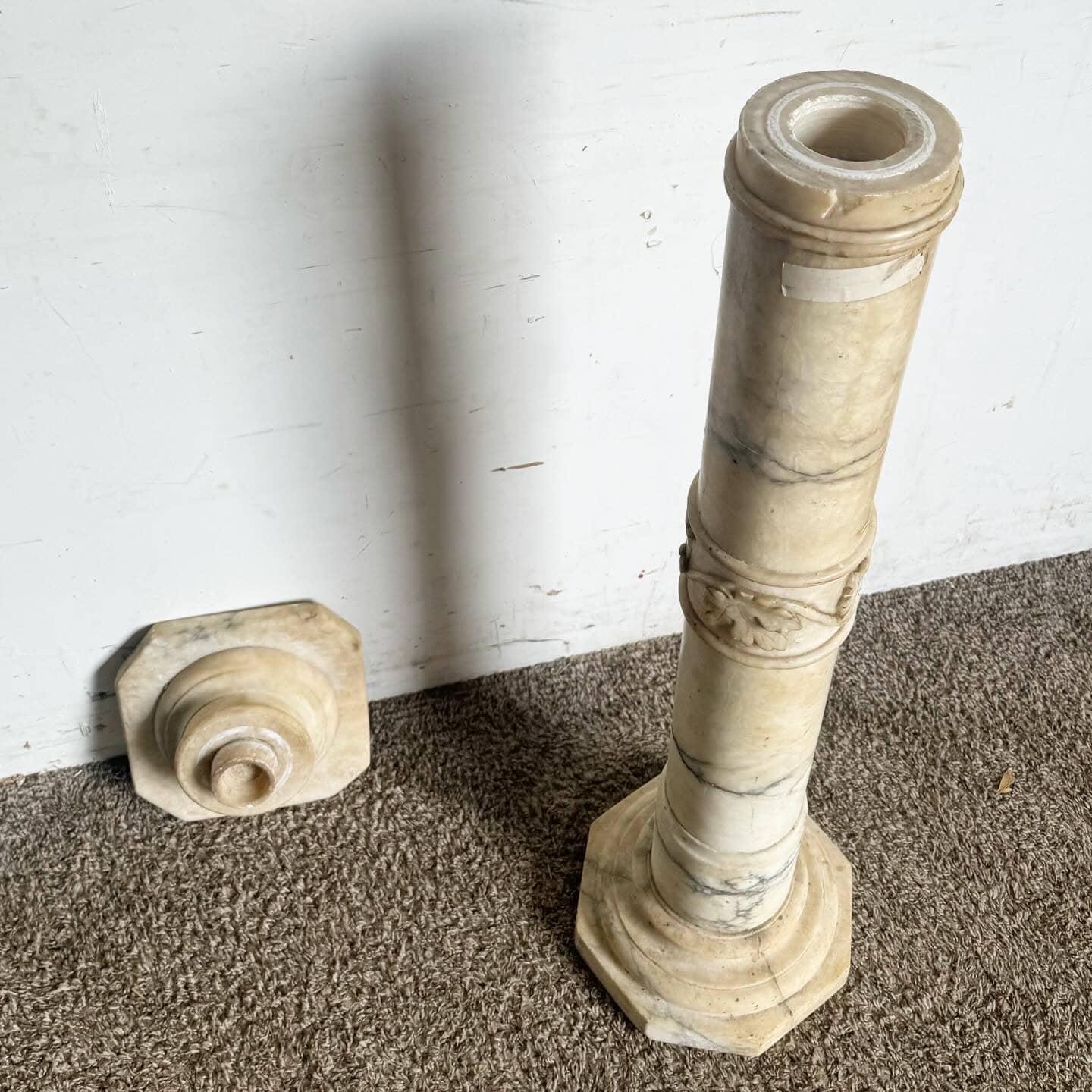 Antique Alabaster Marble Stone Pedestal 2