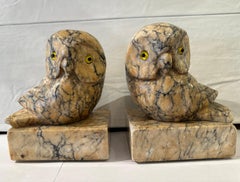 Antique Alabaster Owl Bookends