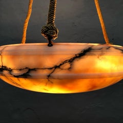 Antique Alabaster Plafonnier Chandelier