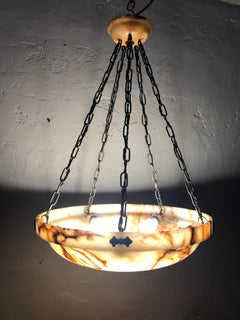 Antique Alabaster Plafonnier Chandelier