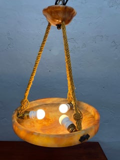 Antique Alabaster Plafonnier Chandelier