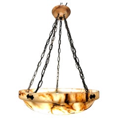 Antique Alabaster Plafonnier Chandelier