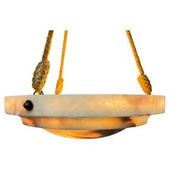Antique Alabaster Plafonnier Chandelier