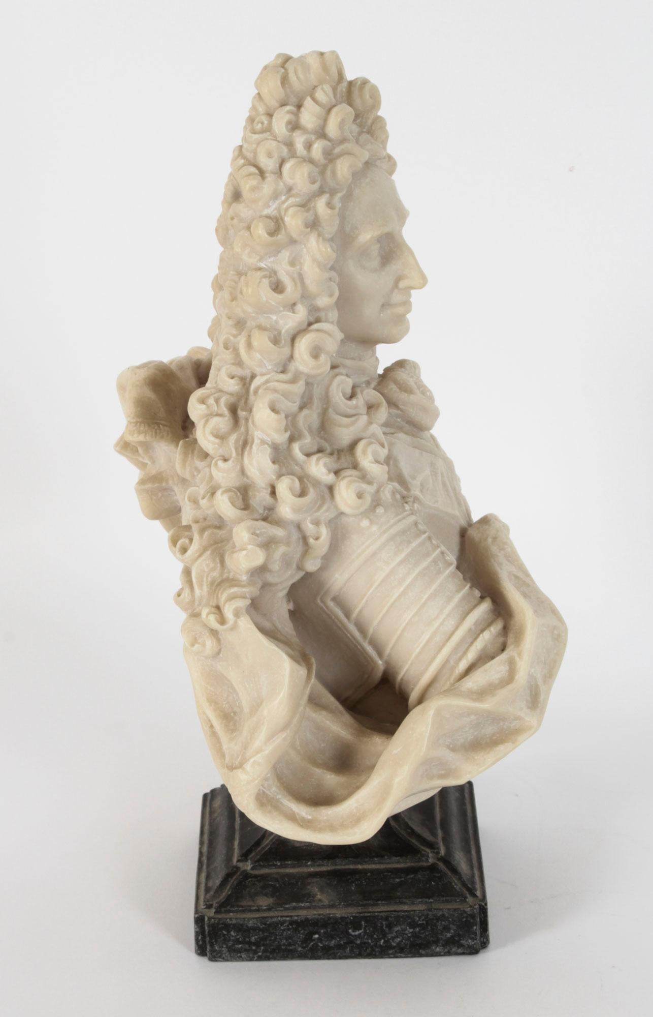 Antique Alabaster Portrait Bust of Philip V of Spain, Early 20th Century For Sale 6