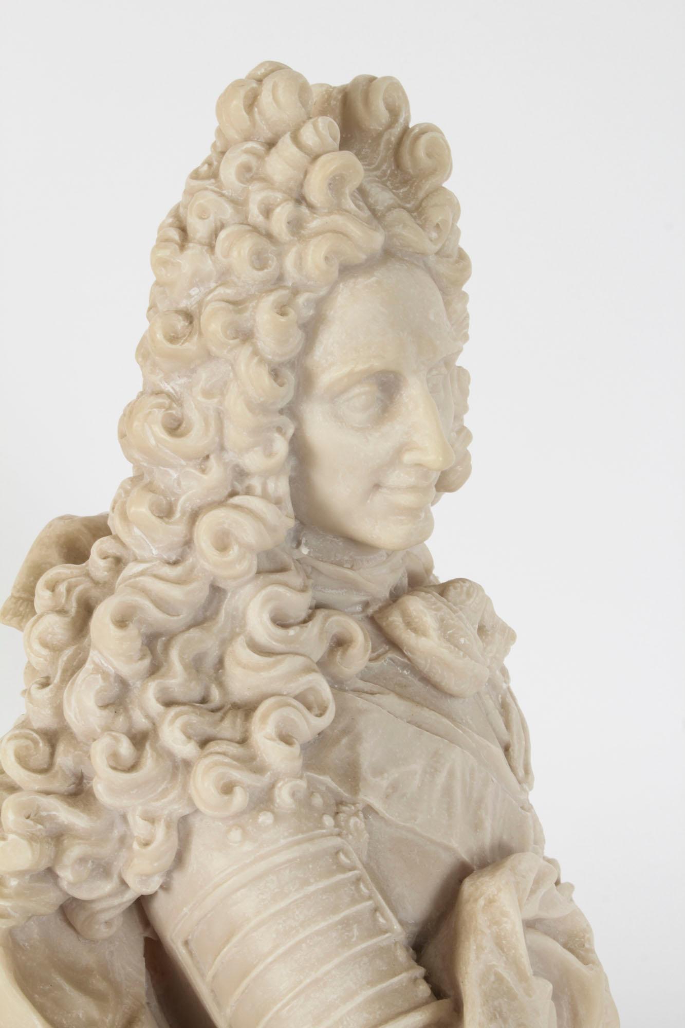 Antique Alabaster Portrait Bust of Philip V of Spain, Early 20th Century For Sale 7