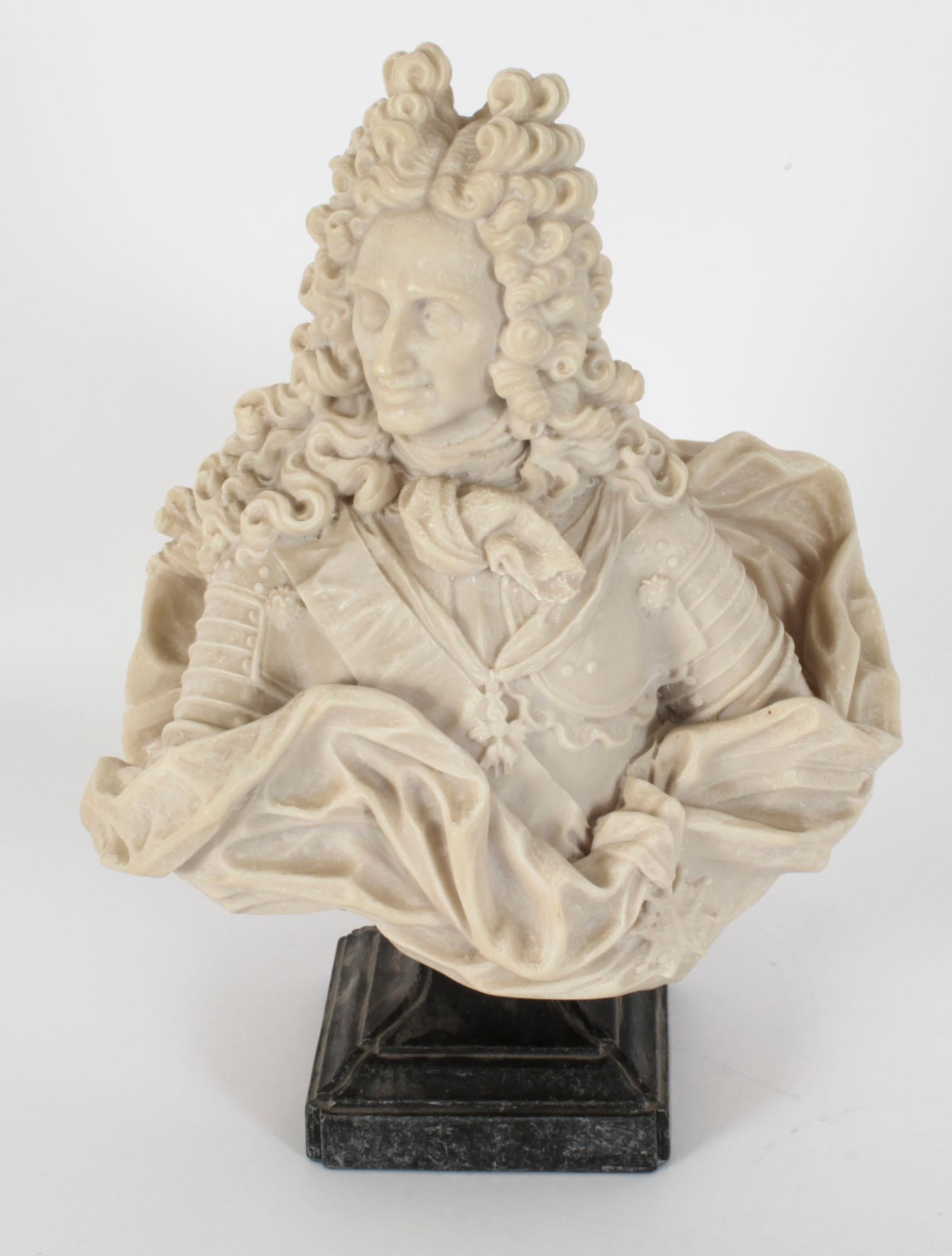 Antique Alabaster Portrait Bust of Philip V of Spain, Early 20th Century For Sale 8