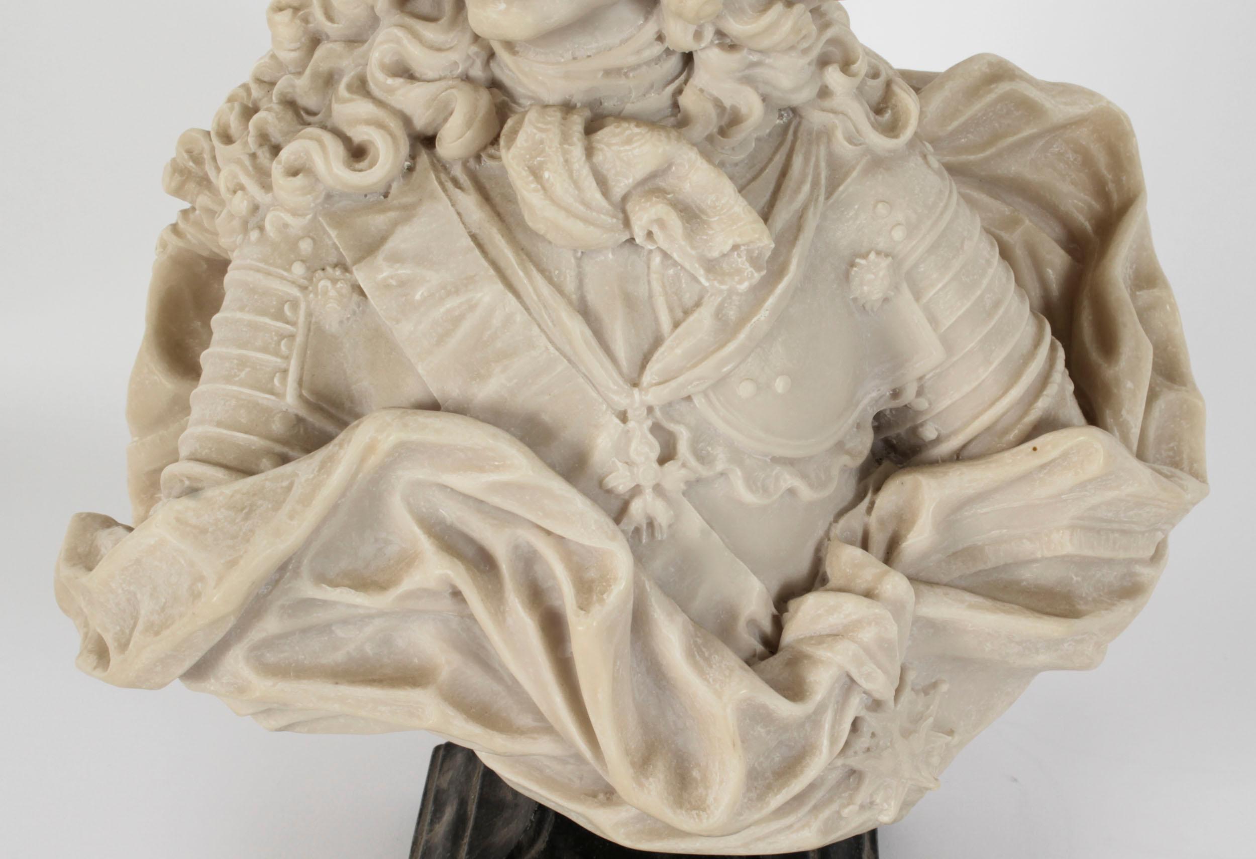 Antique Alabaster Portrait Bust of Philip V of Spain, Early 20th Century For Sale 9