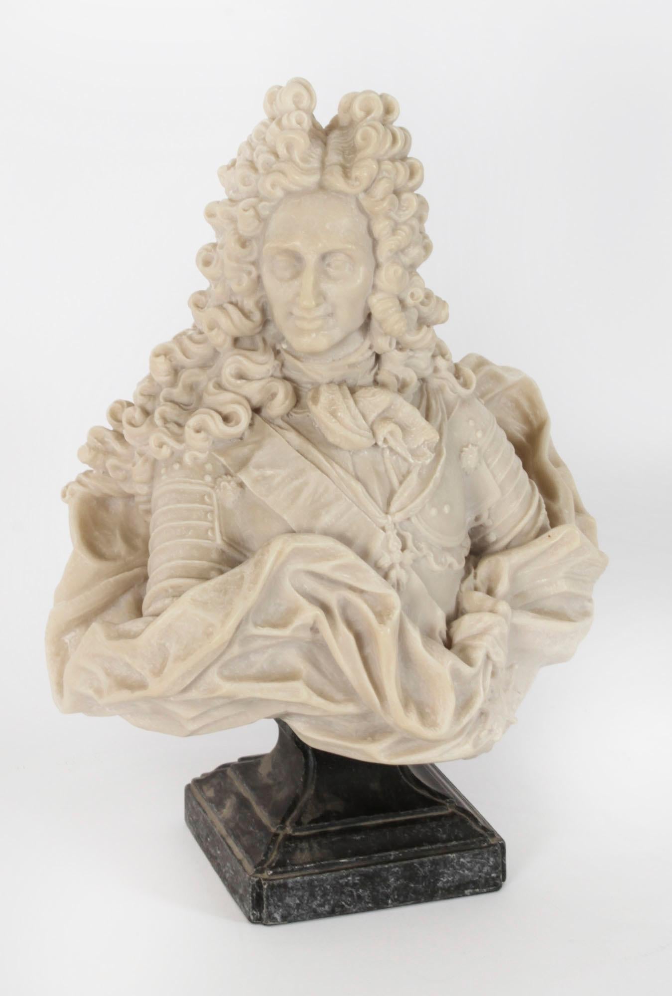 Antique Alabaster Portrait Bust of Philip V of Spain, Early 20th Century For Sale 14