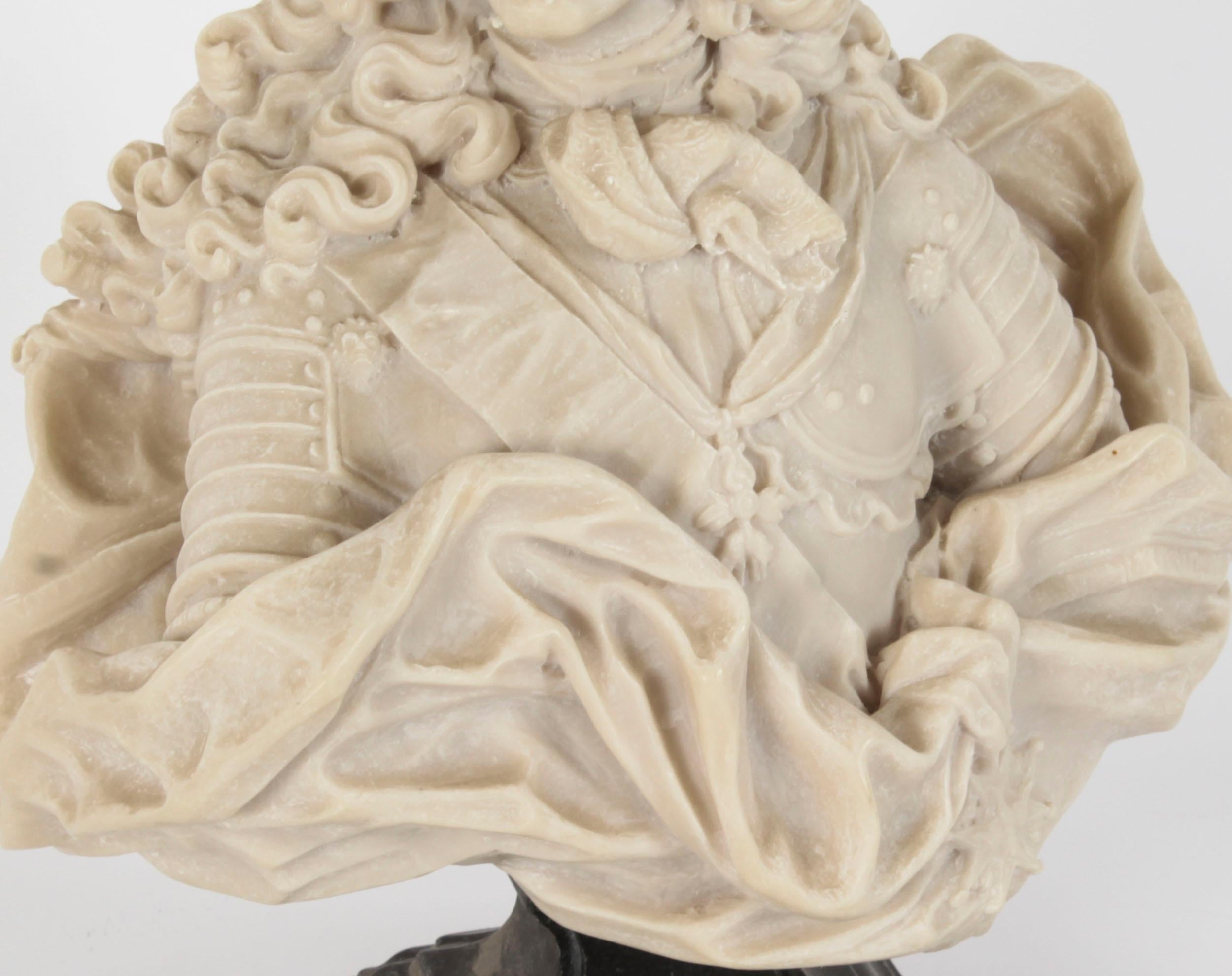 Antique Alabaster Portrait Bust of Philip V of Spain, Early 20th Century In Good Condition For Sale In London, GB