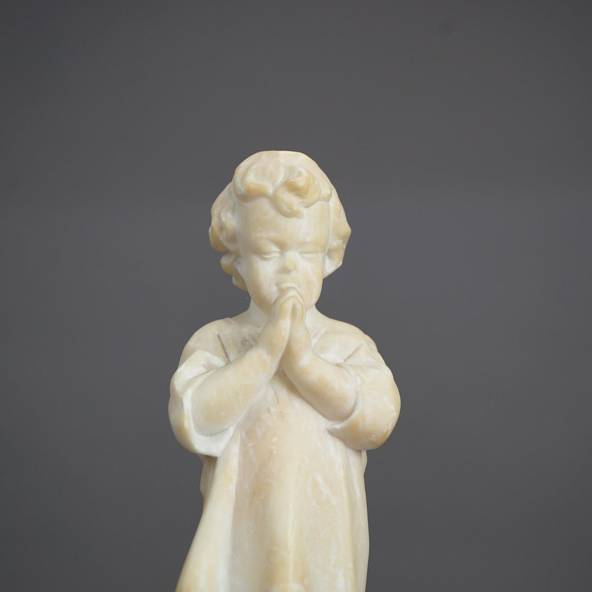 Antique Alabaster Sculpture of a Praying Child & Marble Plinth C1890

Measures- 12.75''H x 4.5''W x 4.5''D