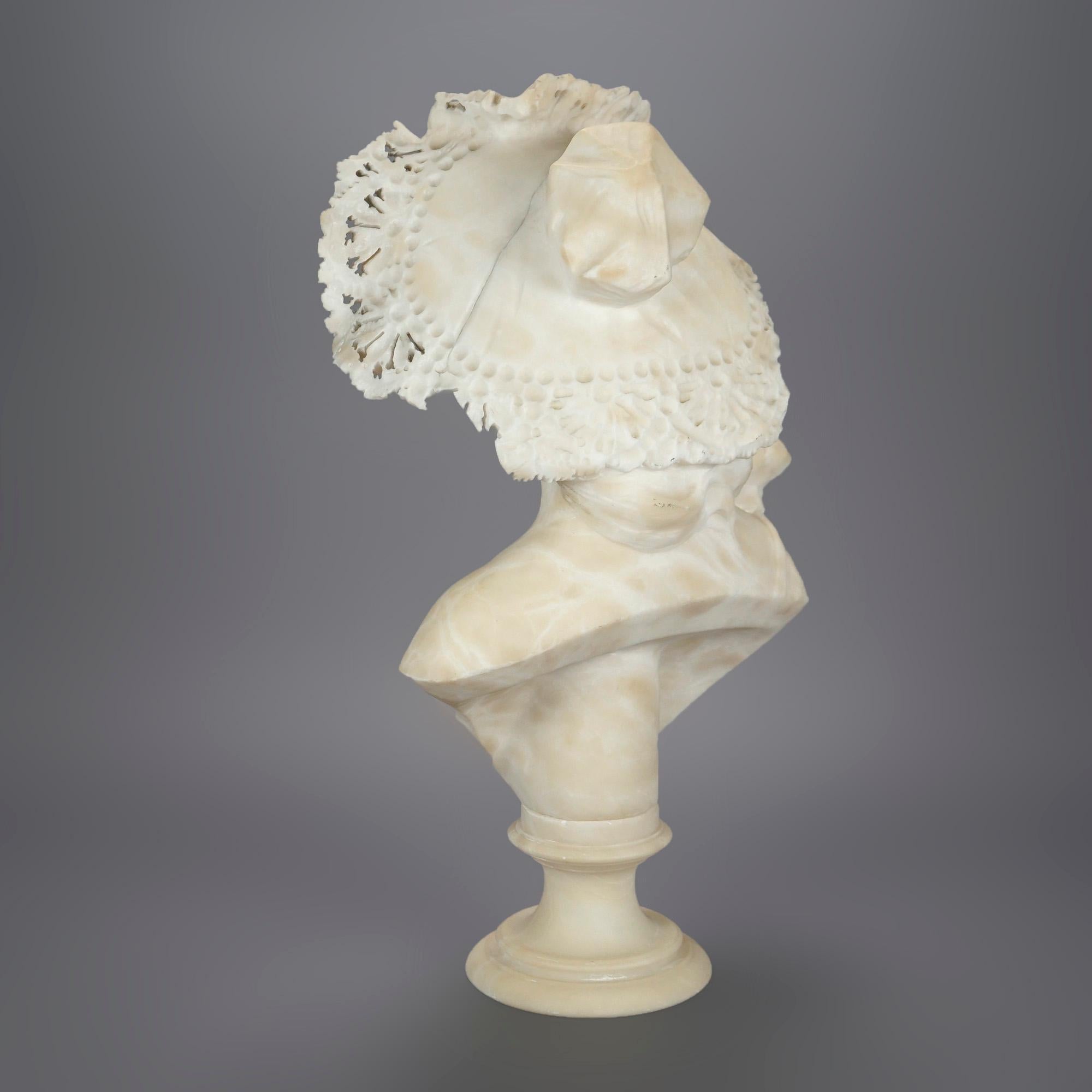 19th Century Antique Alabaster Sculpture of a Woman 19th C